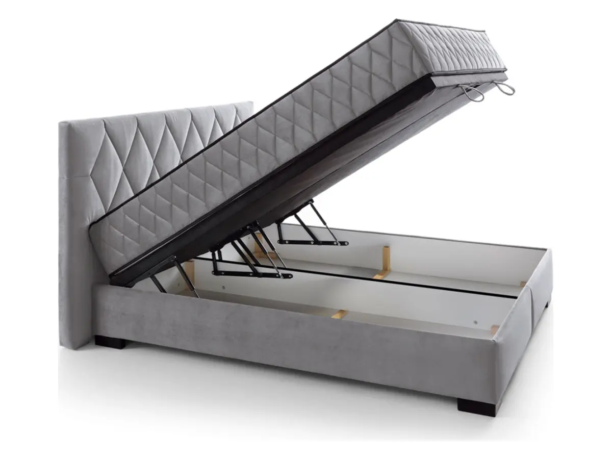 Cama continental Reve 180x200 con contenedor gris