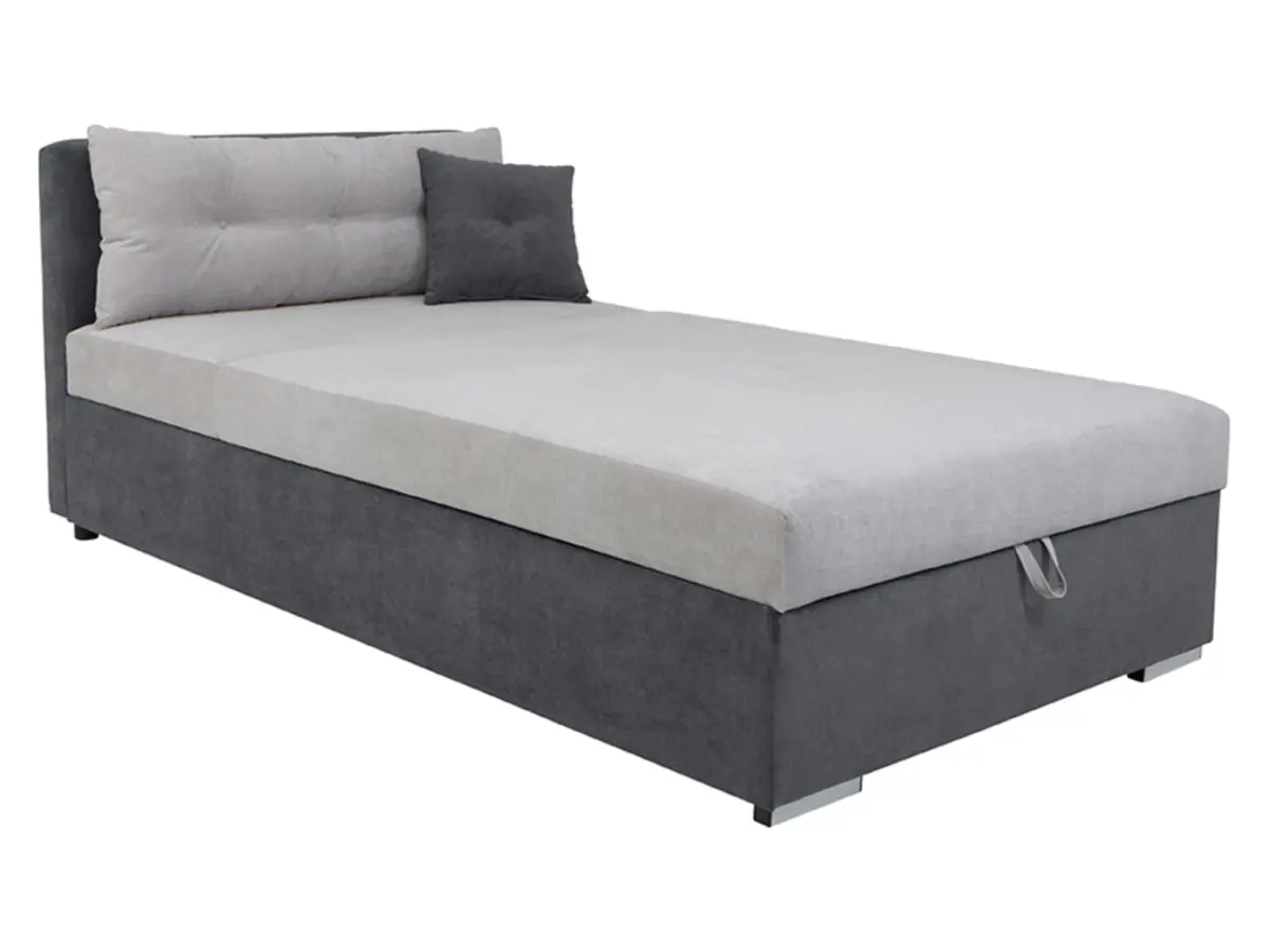 Sofá cama Rico con contenedor y respaldo ajustable gris
