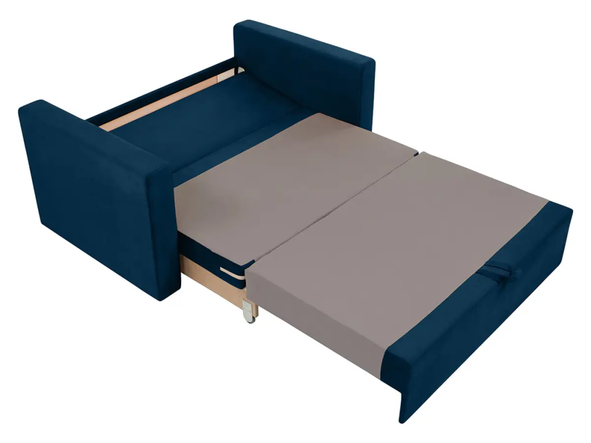 Sofá de dos plazas Bunio III convertible con arcón azul