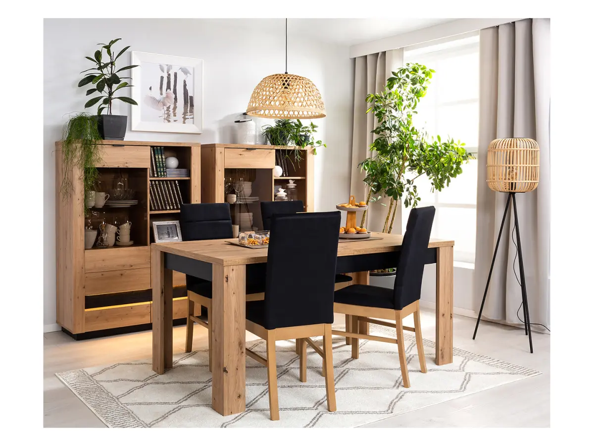 Mesa extensible Ostia 160/200x90 roble artisan/roble negro