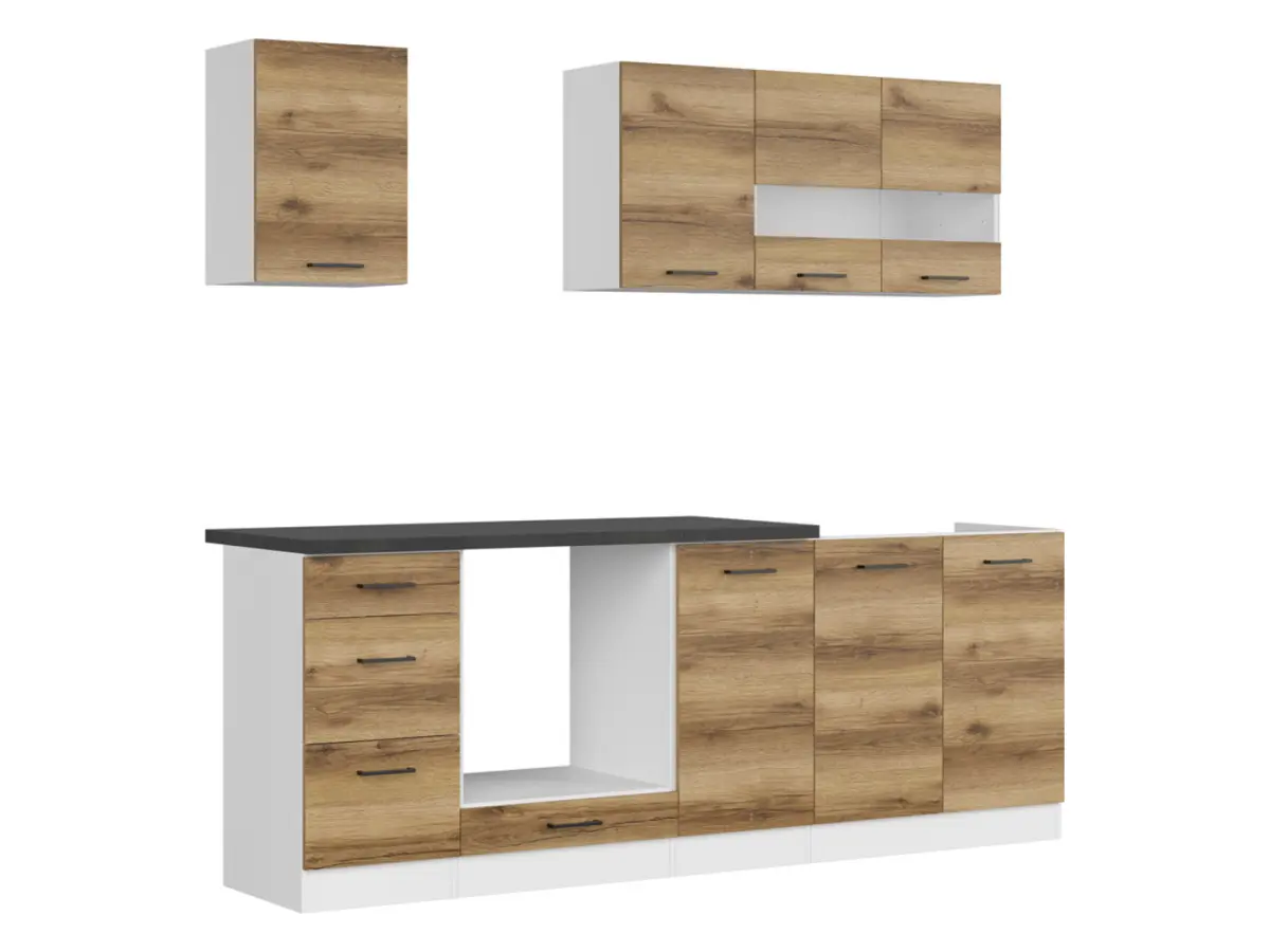 Kitchen set Junona Line 220 cm light delano oak with worktop