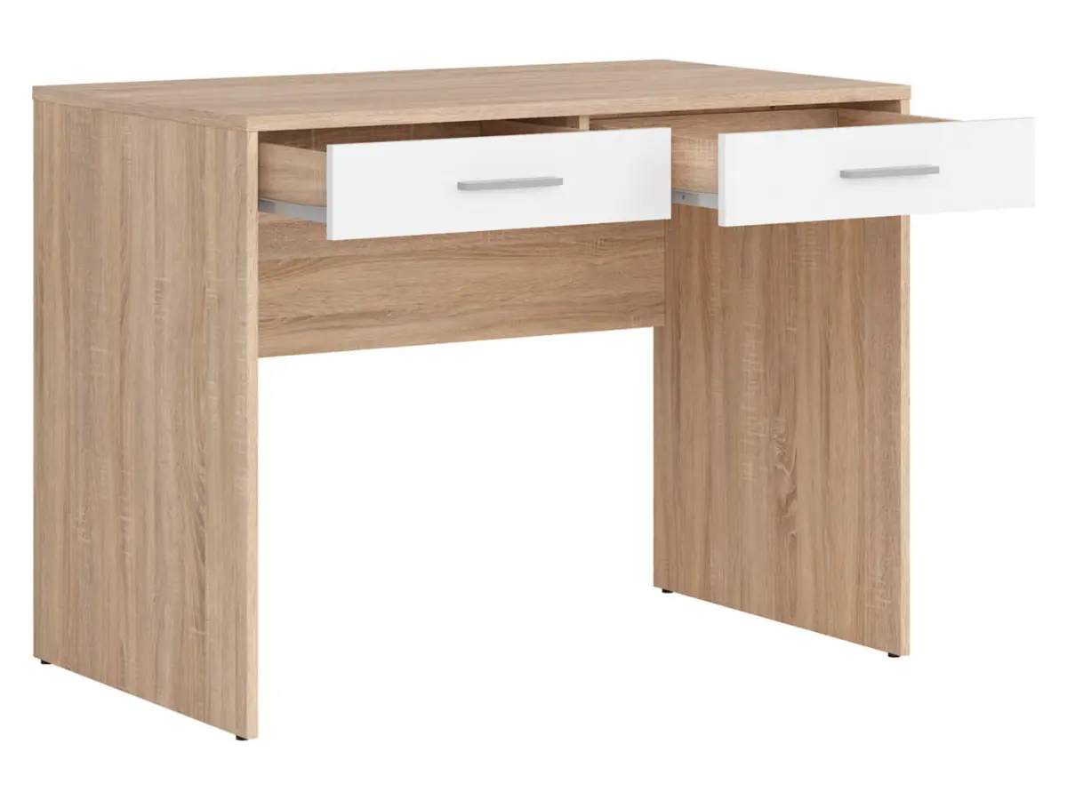 Escritorio Nepo Plus 100 cm con 2 cajones roble sonoma/blanco