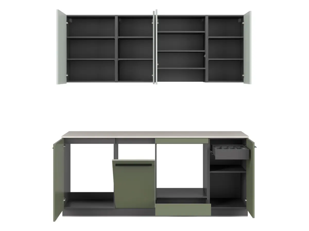 Conjunto de cocina Milino Small 210 cm verde con encimera