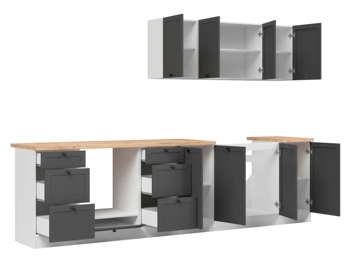 Conjunto de cocina Junona Line 300 cm grafito con encimera