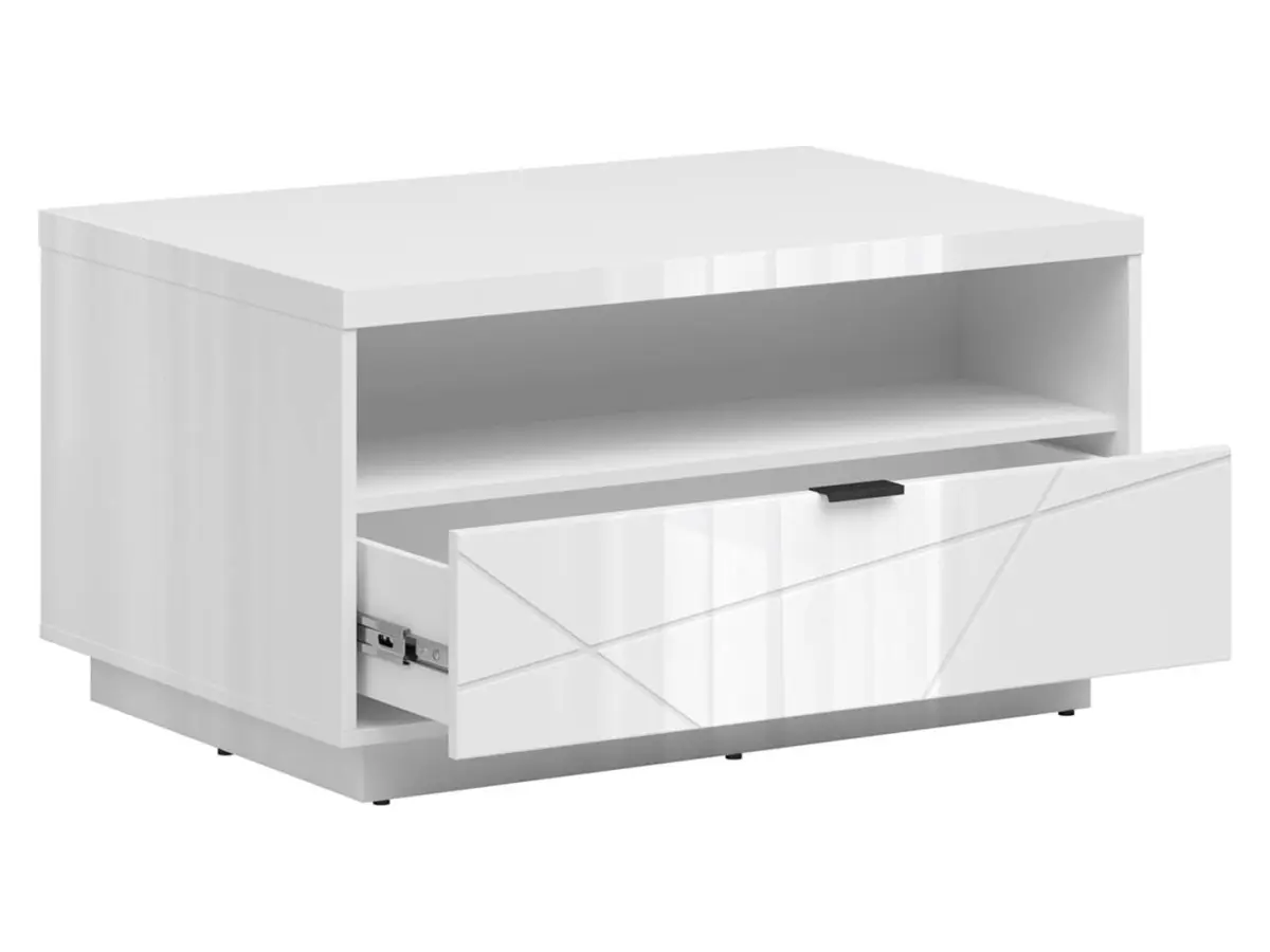 Mesa de centro Forn 90x60 con cajón blanco brillo