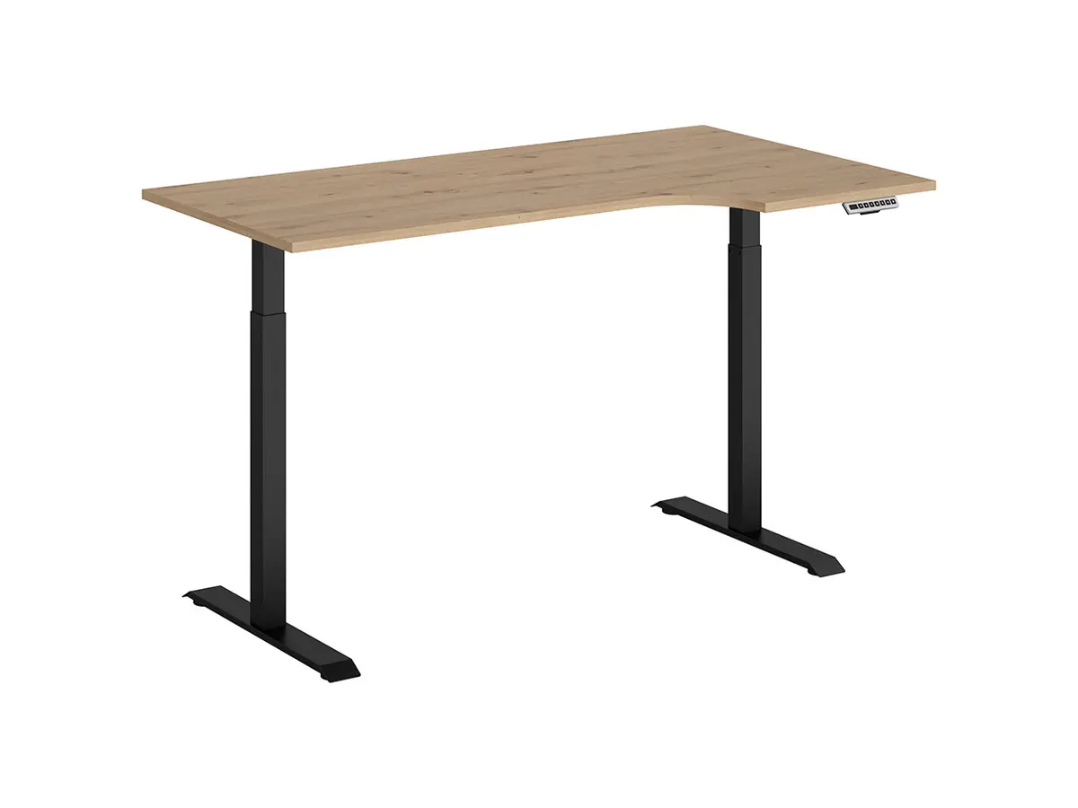 Escritorio de esquina con regulación eléctrica Space Office 160 cm derecho roble artisan