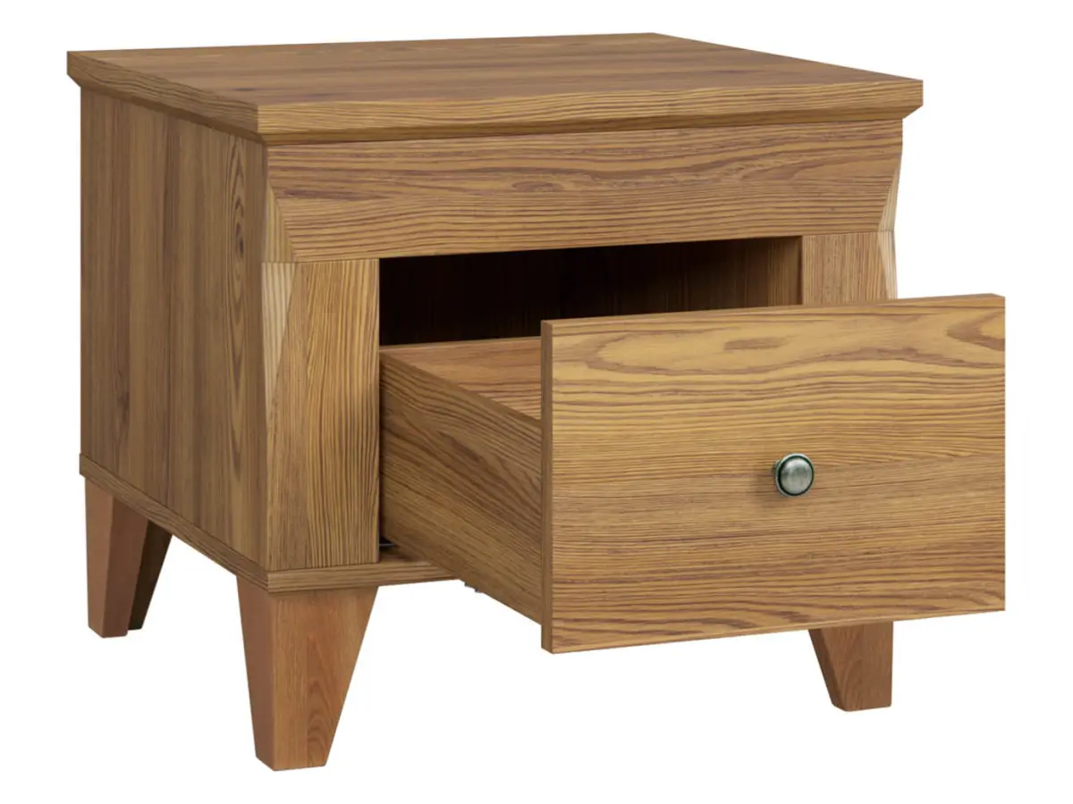 Mesita de noche Bergen 50 cm con cajón alerce sibiu dorado