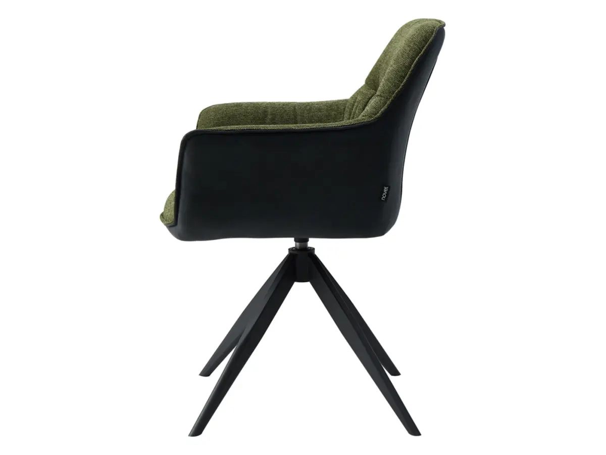 Silla tapizada Akita giratoria verde-negro