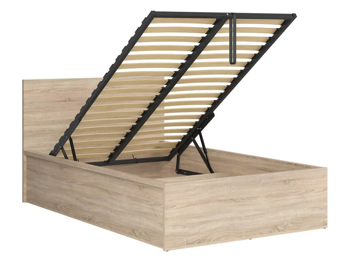 Cama Tetrix 120x200 con somier y contenedor roble sonoma