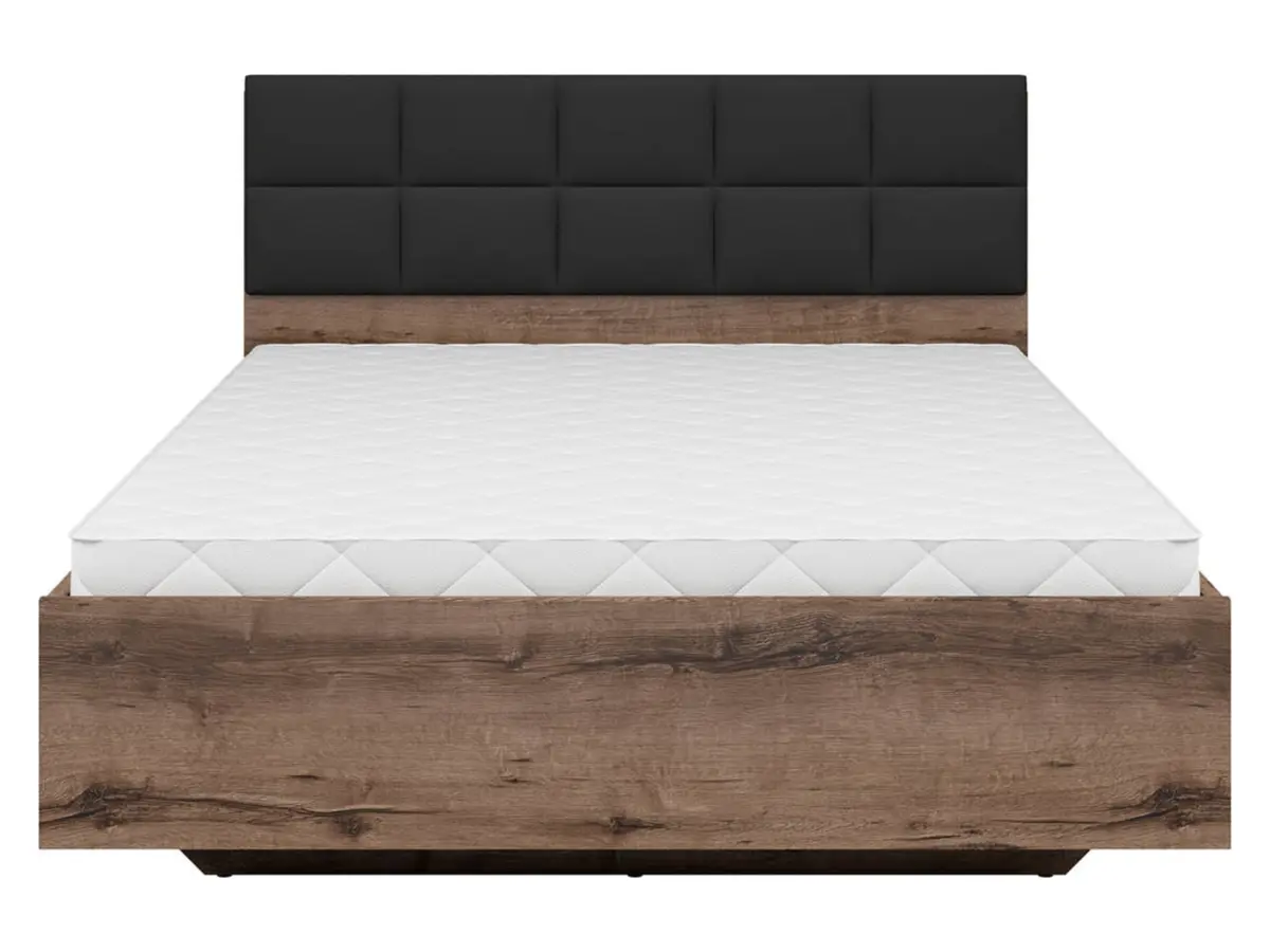 Cama Kassel B1 140x200 con somier y contenedor roble monastery