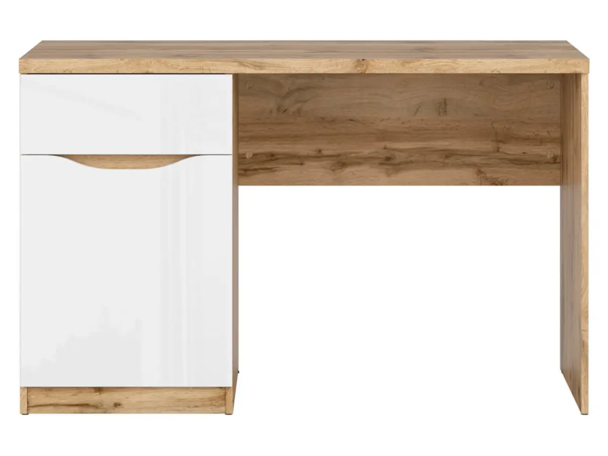 Письменный стол Nuis 120 см с дверцами и ящиком дуб вотан/белый