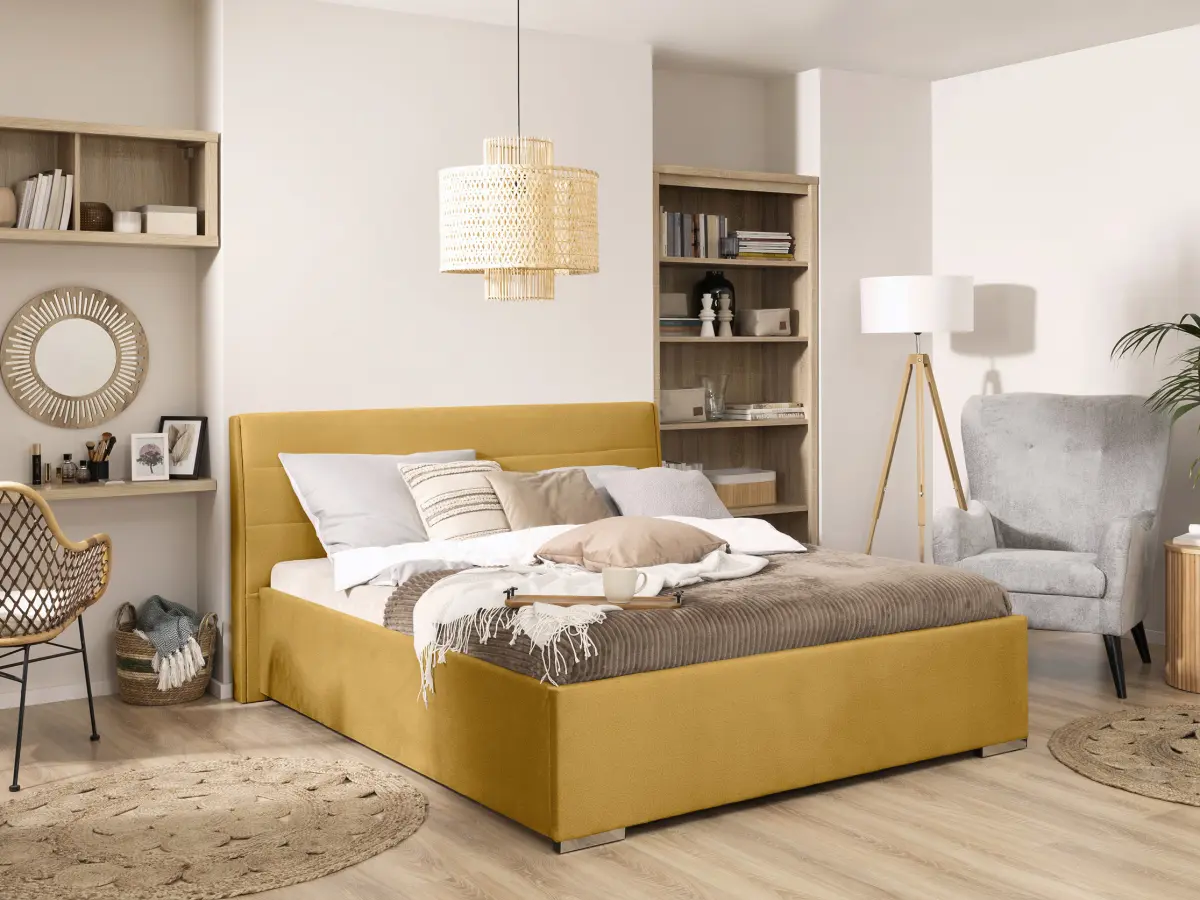 Cama tapizada Cosala III 160x200 amarilla