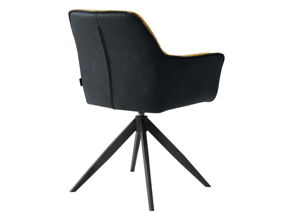 Silla tapizada Akita giratoria amarillo-negro