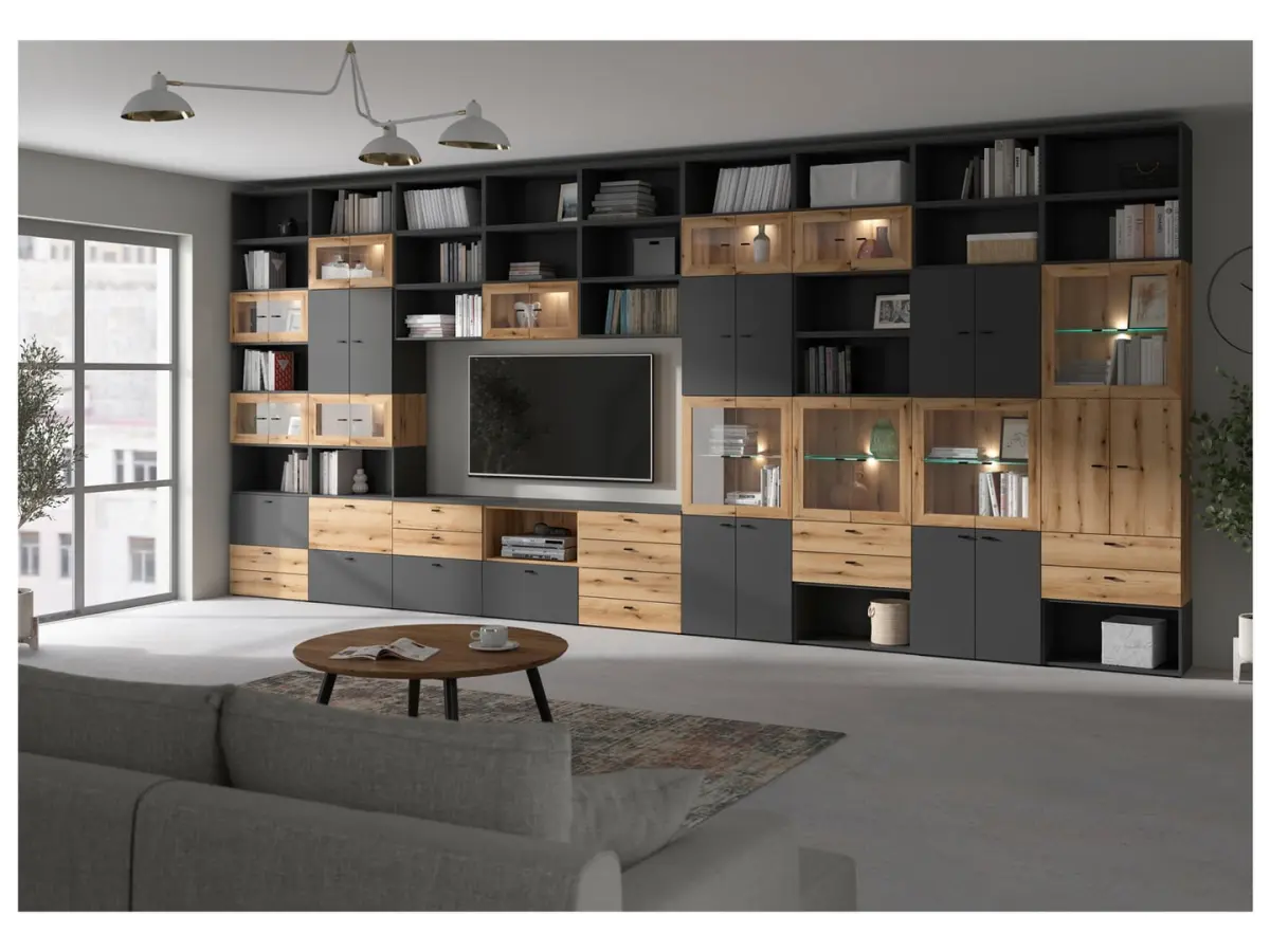 Vitrina System 64 con 2 puertas roble coast evoke