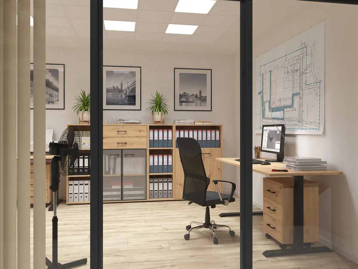 Cajonera Space Office 42 cm con 3 cajones roble artisan