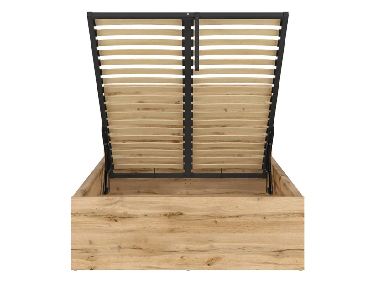 Cama Tetrix 120x200 con somier y contenedor roble wotan