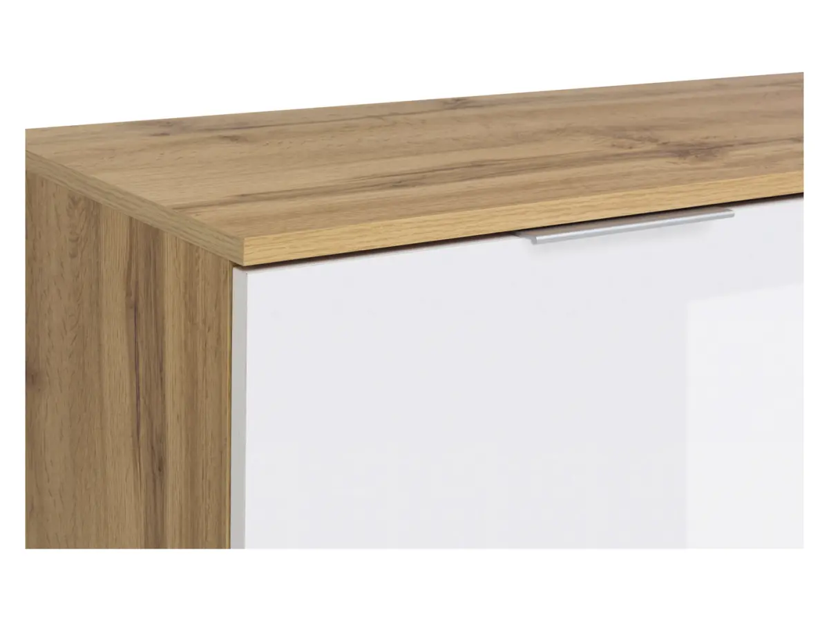 Armario Zele 104 cm de cuatro puertas roble wotan/blanco brillo