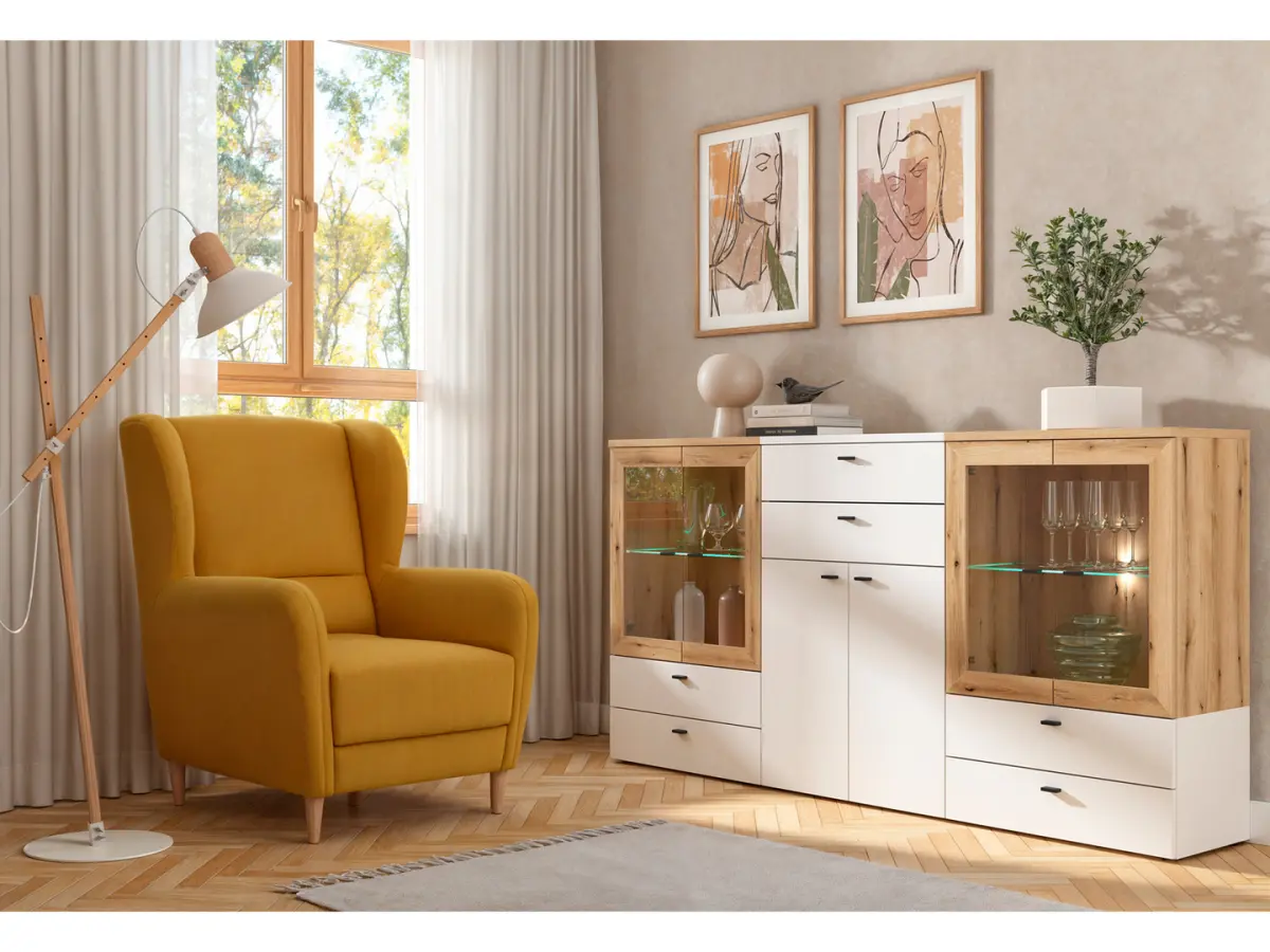 Vitrina System 64 con 2 puertas roble coast evoke