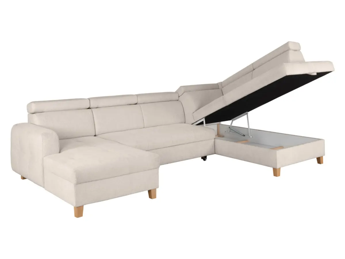 Sofá rinconera derecha Saragossa convertible chenilla beige