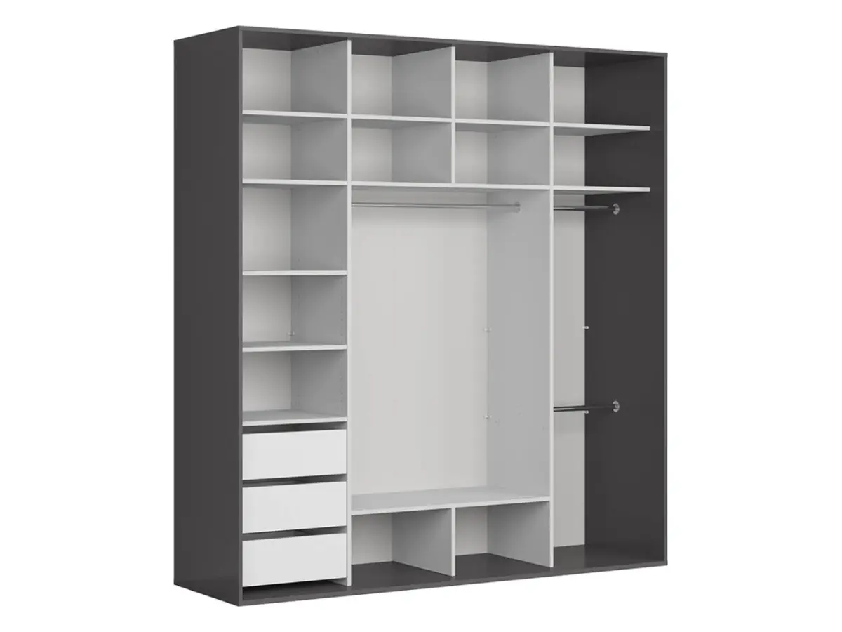 Armario de puertas correderas Flex 220 cm con espejo grafito/roble wotan