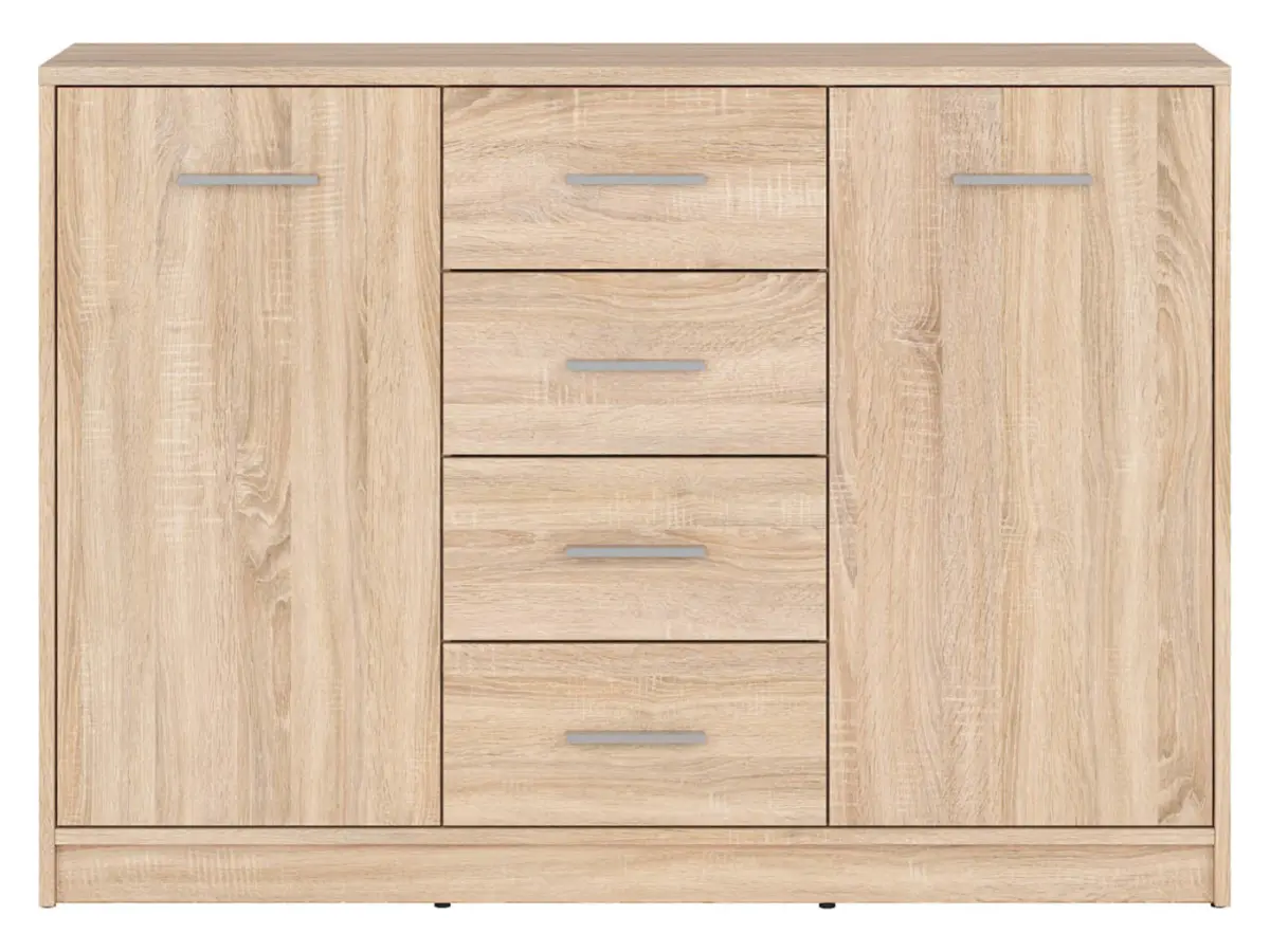 Cómoda Nepo Plus 119 cm con 2 puertas y 4 cajones roble sonoma