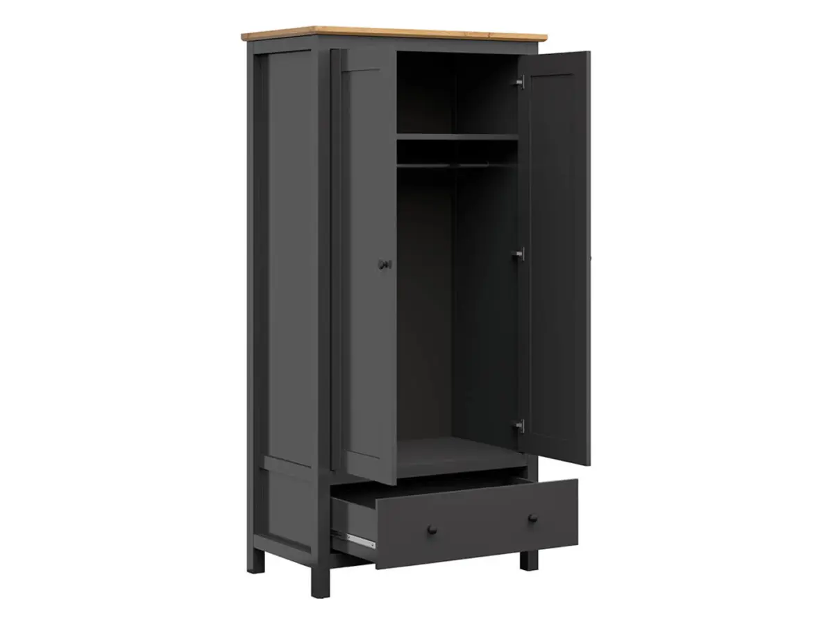 Armario de dos puertas Hesen 101 cm grafito/roble artisan