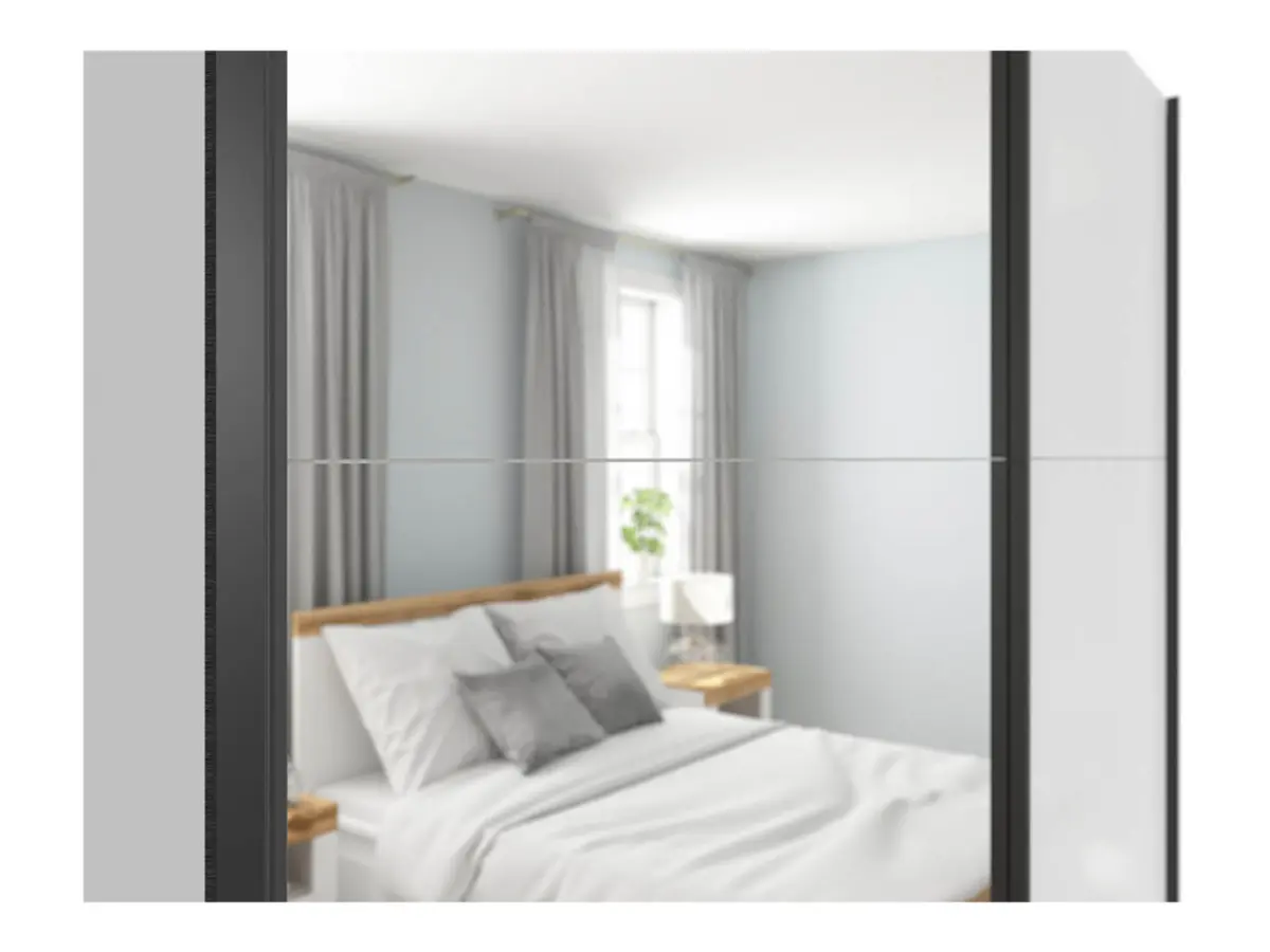 Armario de puertas correderas Tetrix 183 cm con espejo blanco brillo