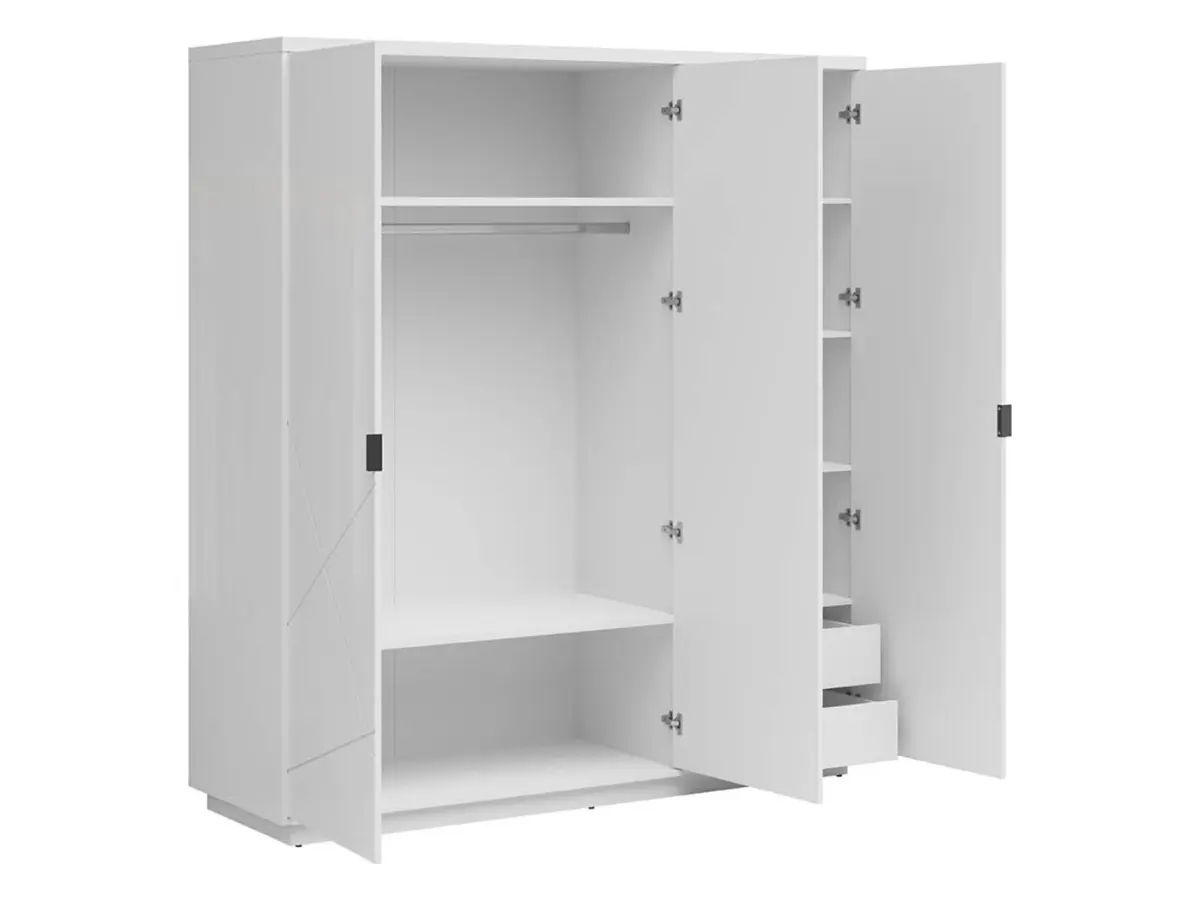 Armario de tres puertas Forn 180 cm blanco alto brillo