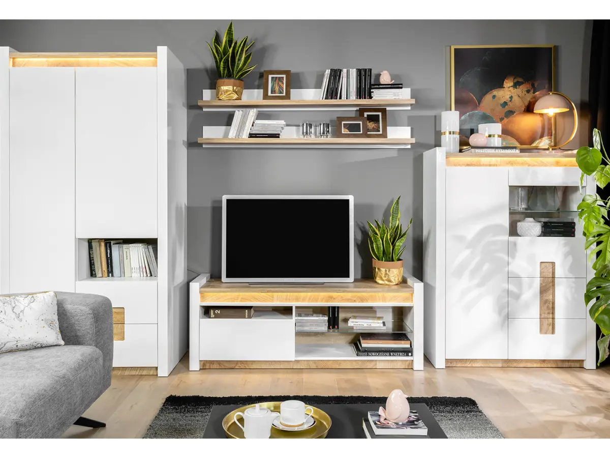 Mueble RTV Alameda 147 cm con cajón y estante blanco