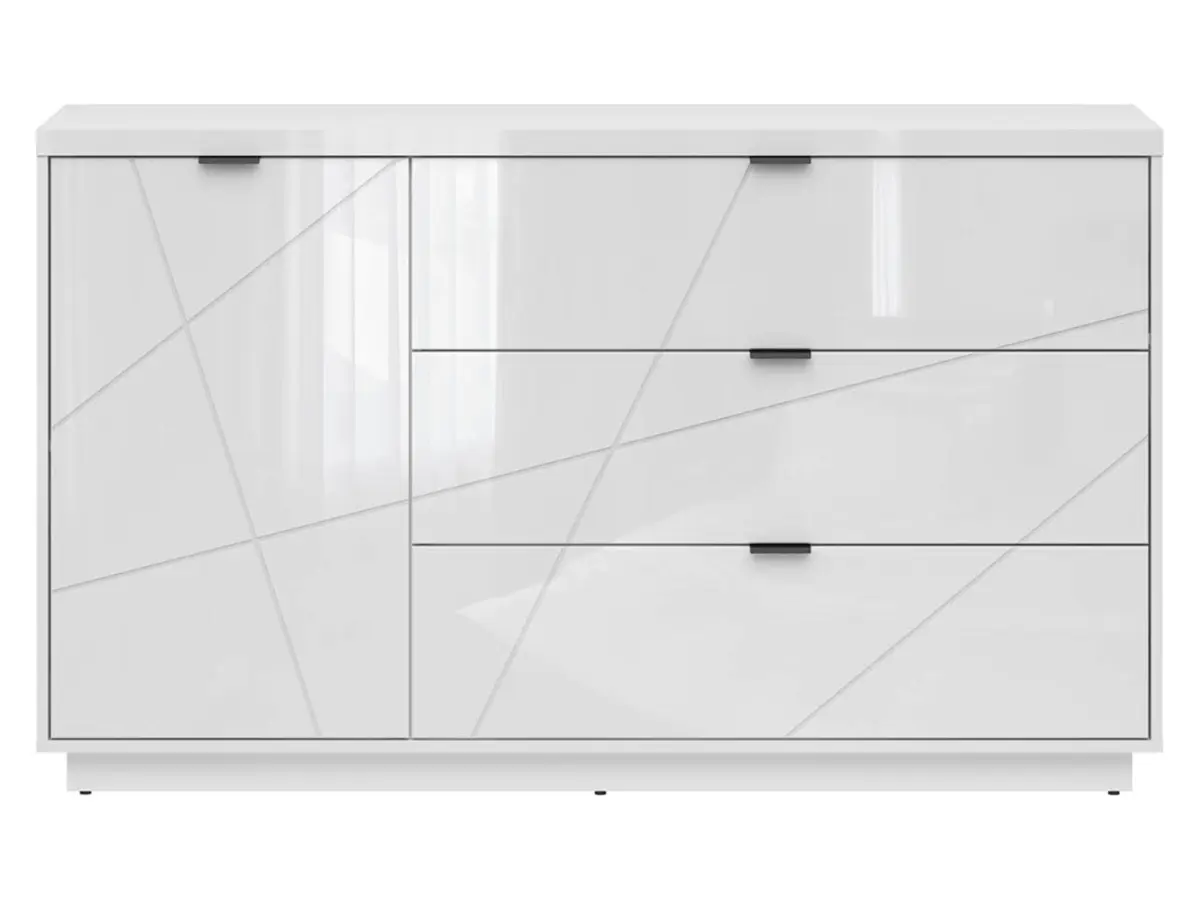 Cómoda Forn 156 cm con puertas y 3 cajones blanco brillo