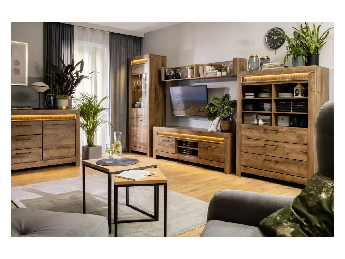 Cómoda Torin 180 cm con 2 puertas y 3 cajones roble ribbeck marrón