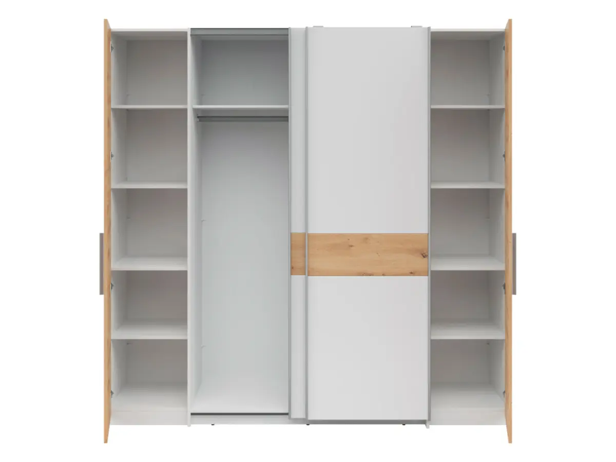 Armario de puertas correderas Fabio 215 cm blanco/roble artisan