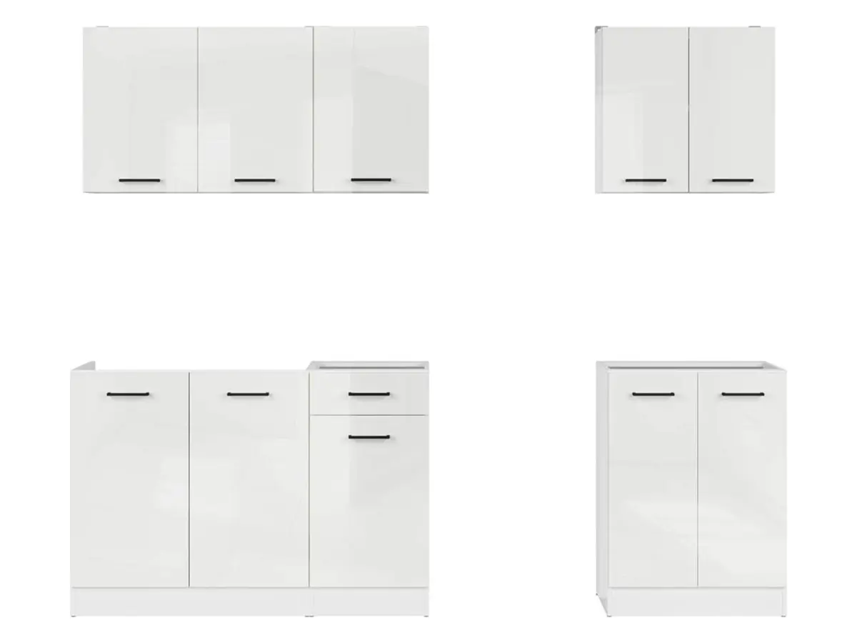 Conjunto de cocina Junona Line A 180 cm tiza brillo sin encimera