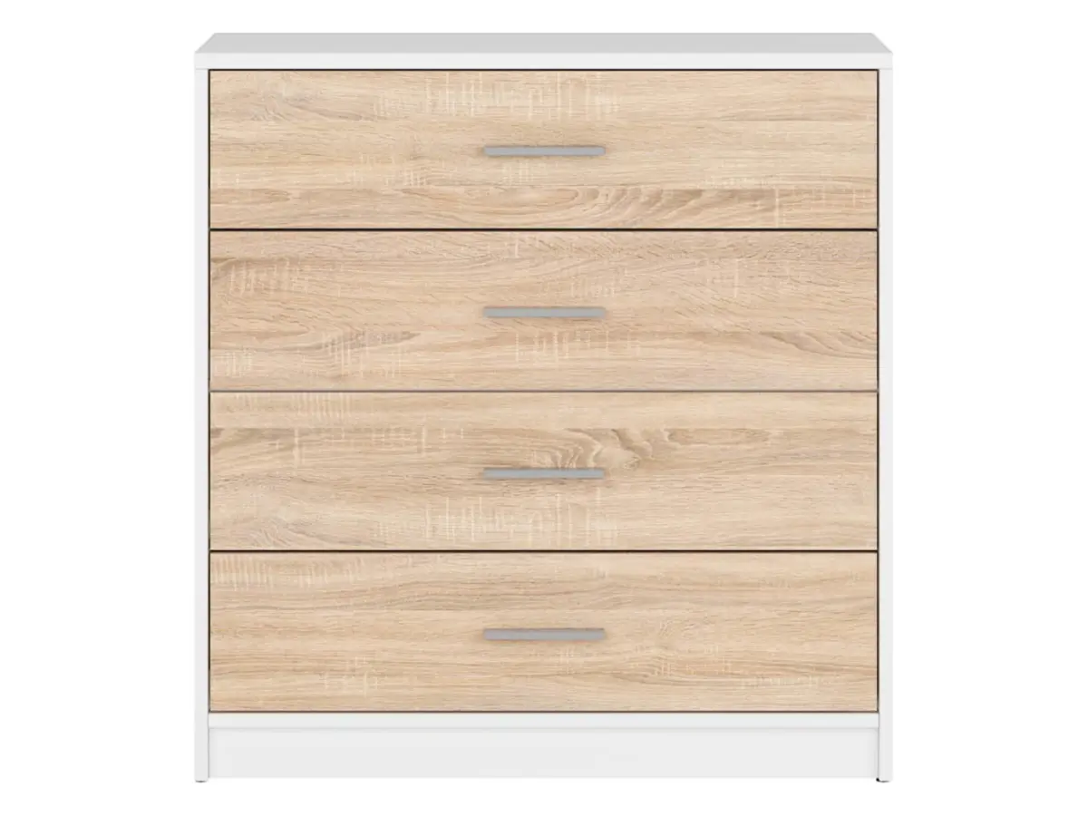 Cómoda Nepo Plus 80 cm con 4 cajones blanco/roble sonoma
