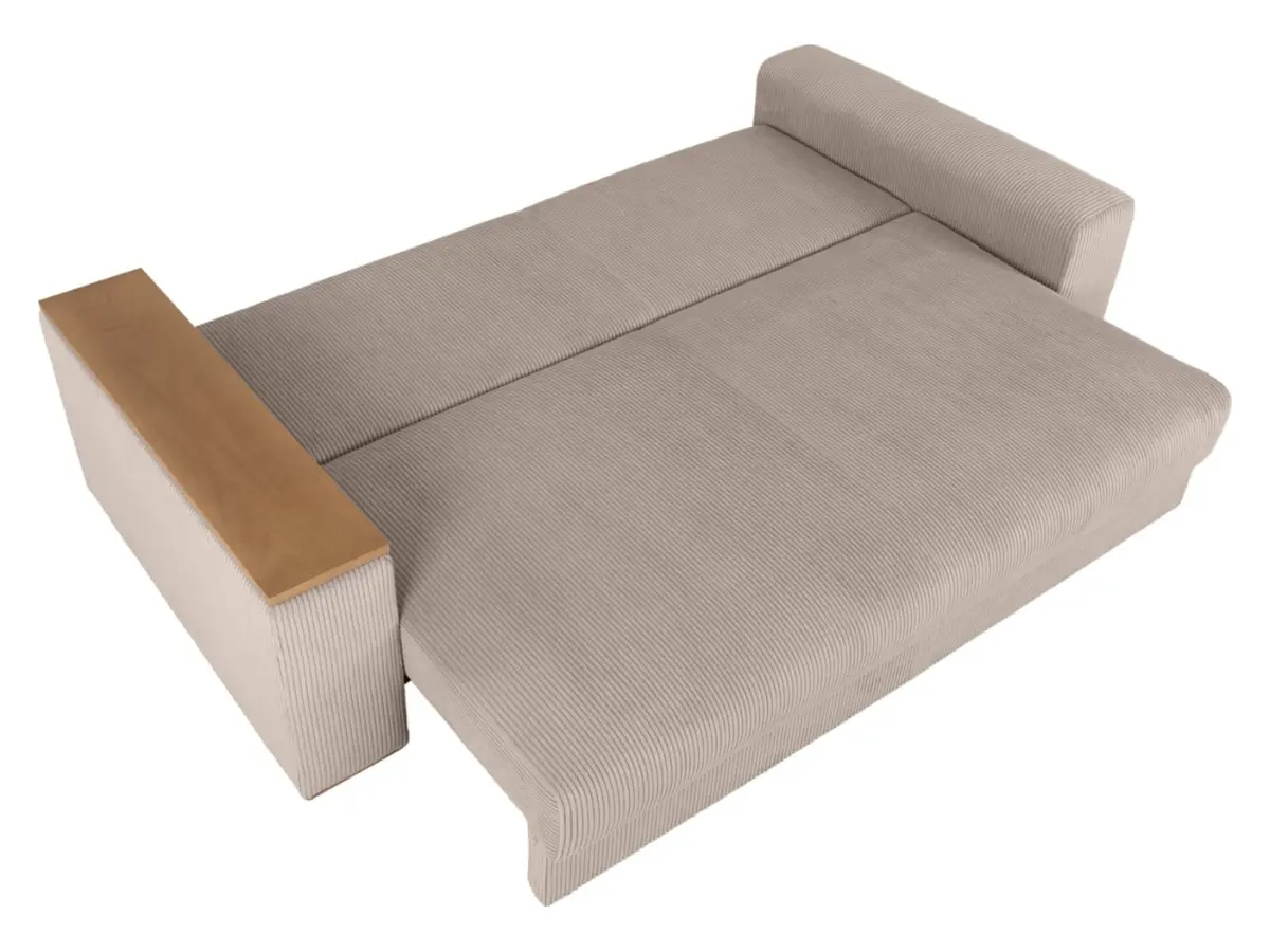 Sofá de tres plazas Peter convertible con arcón pana beige