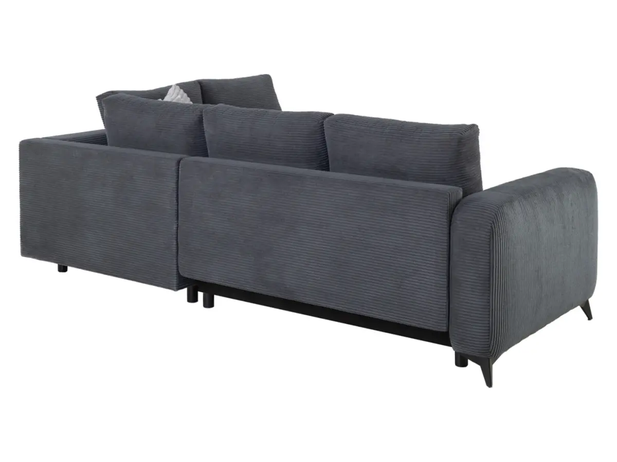 Sofá rinconera universal Martinez convertible con arcón de pana gris oscuro