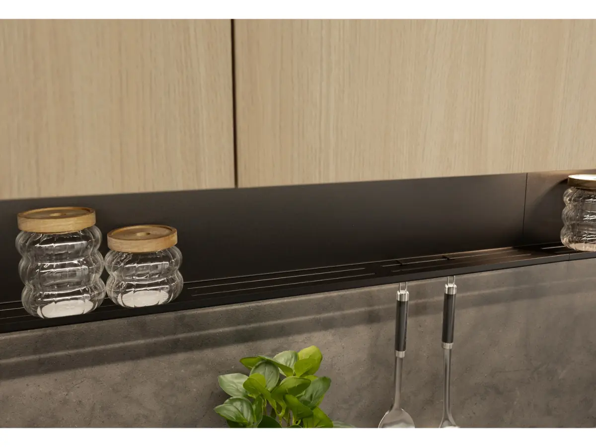 Conjunto de cocina Milino Medium A 285 cm gris/roble con encimera