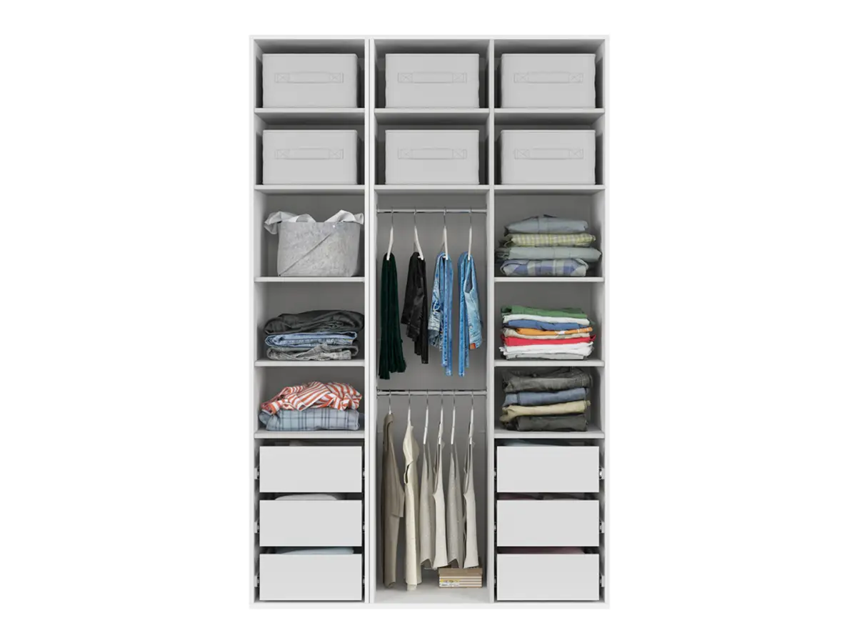 Armario modular Flex 150 cm con puertas y espejo blanco brillo