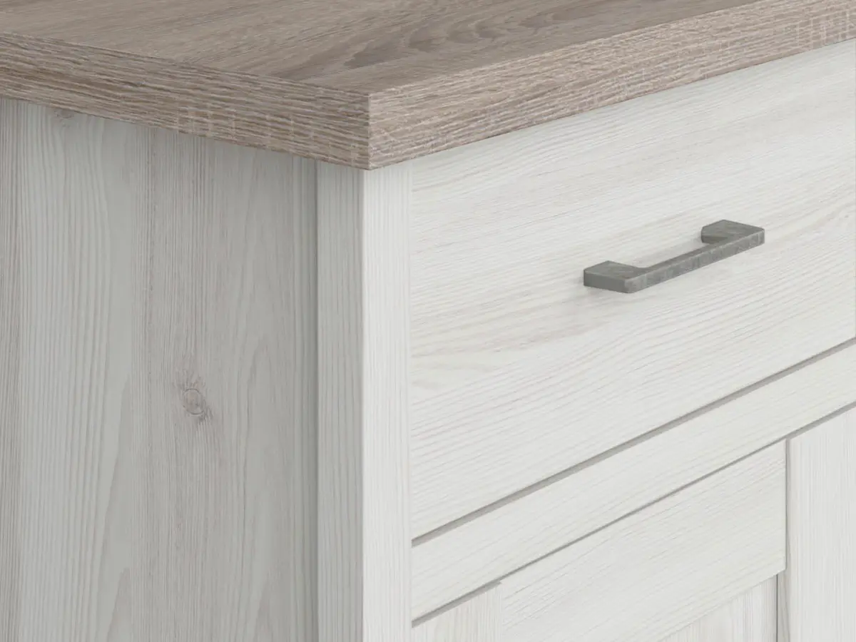 Cómoda Luca Juzi 148 cm con 2 puertas 3 cajones y estante alerce sibiu claro