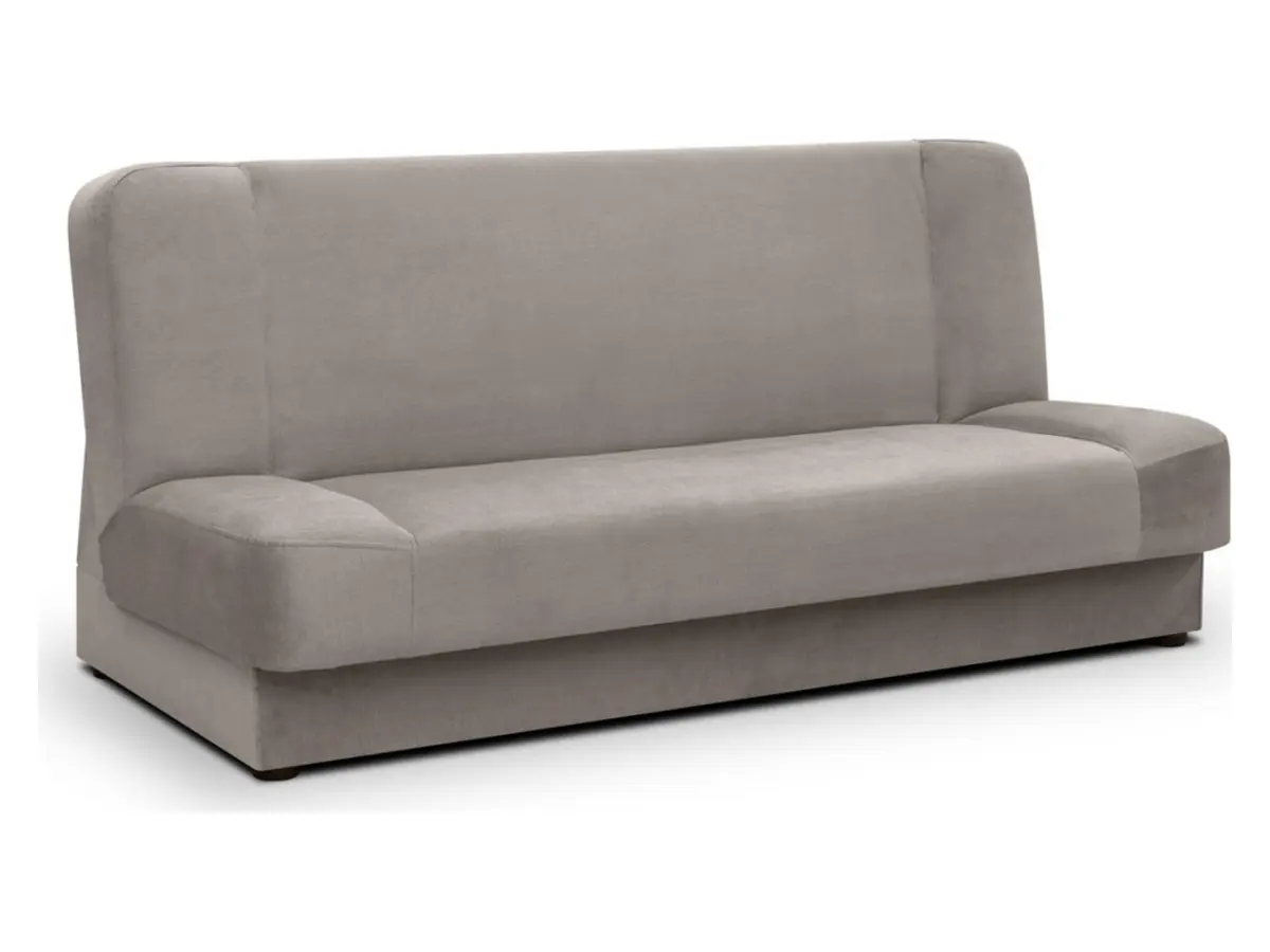 Sofá cama de tres plazas Lami con arcón taupe