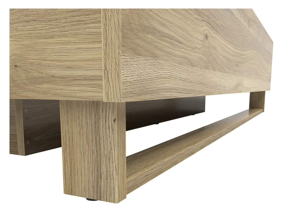 Cama Dalva 160x200 con somier y contenedor roble mauvella/cachemira