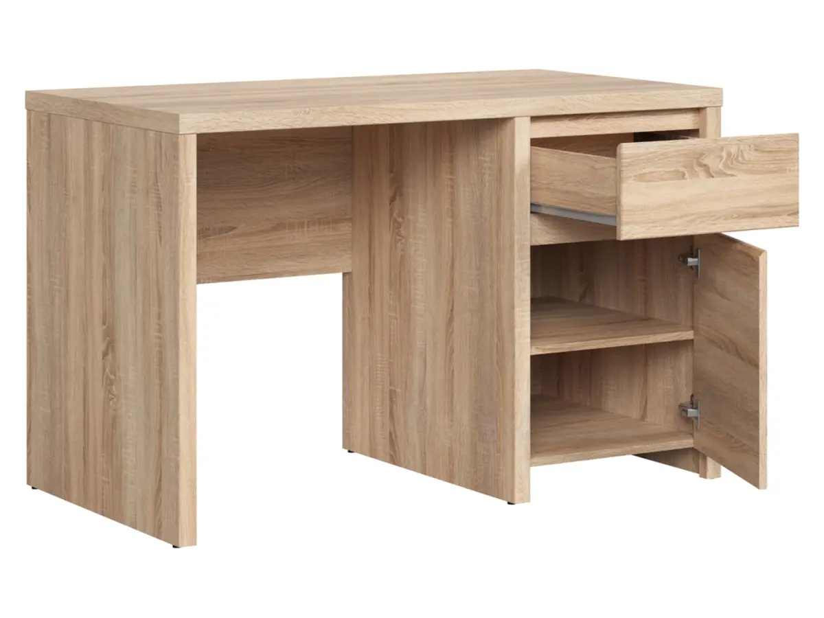 Escritorio Kaspian 120 cm con puertas y cajón roble sonoma