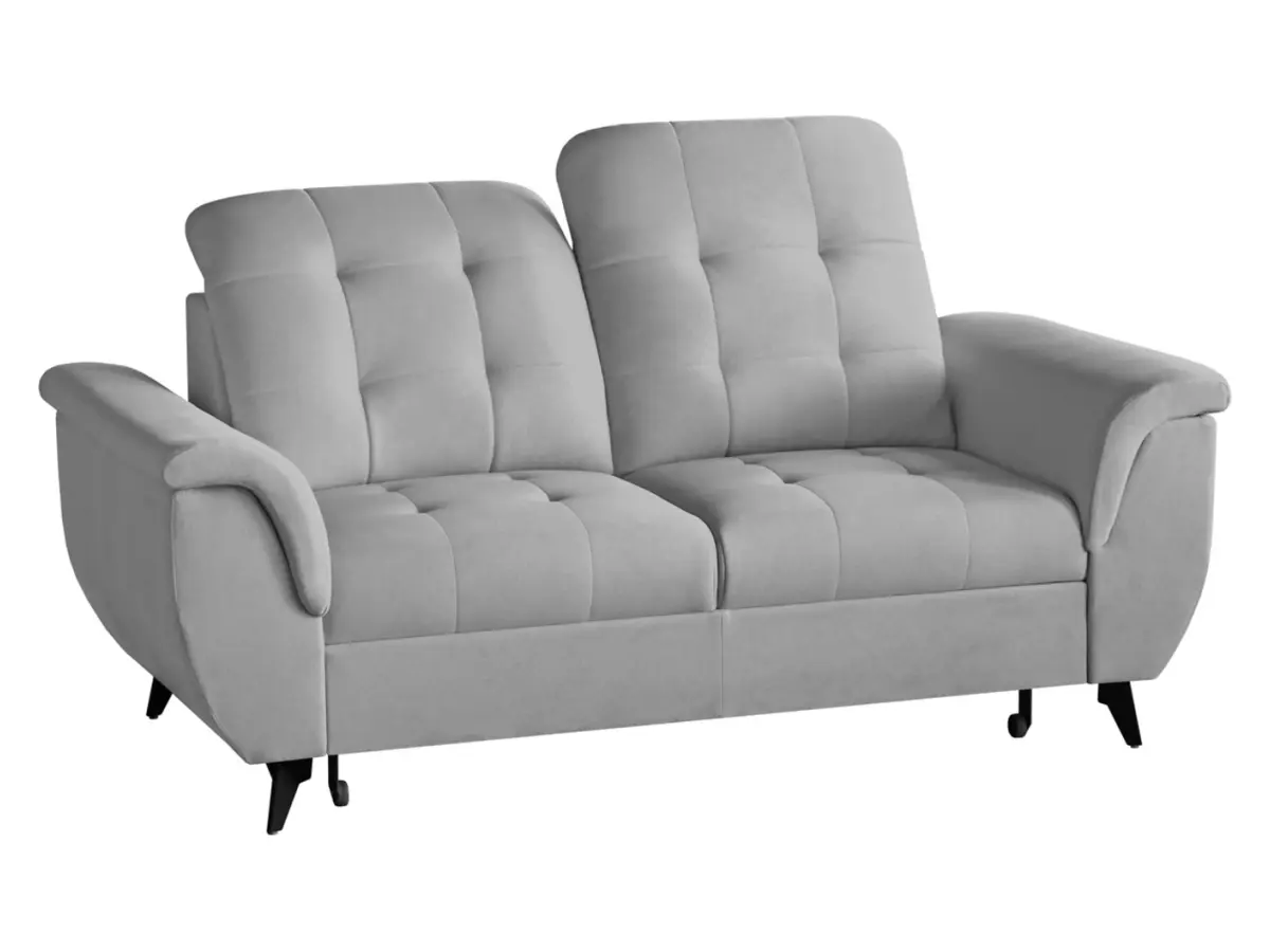 Sofá de dos plazas Doria con arcón de terciopelo gris