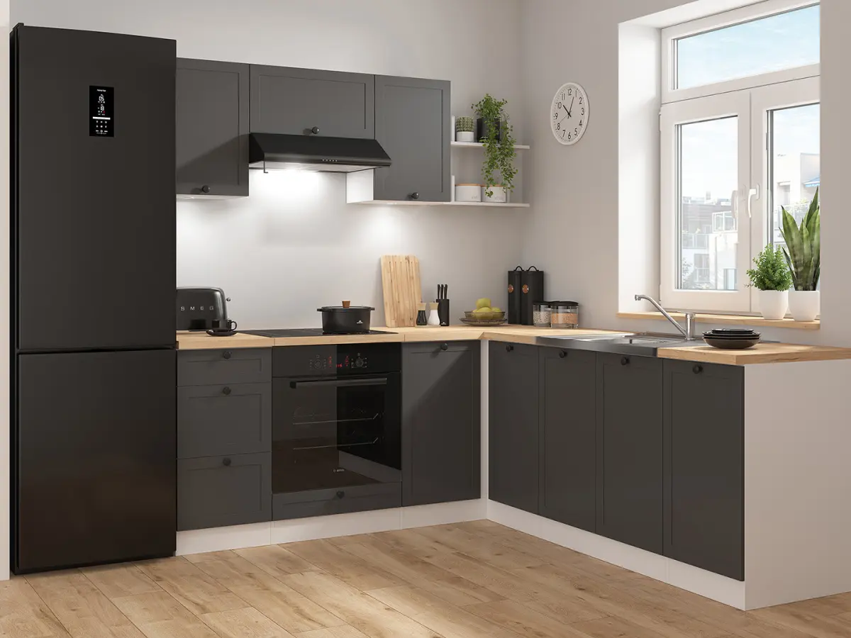 Conjunto de cocina de esquina Junona Line 200x220 grafito sin encimera