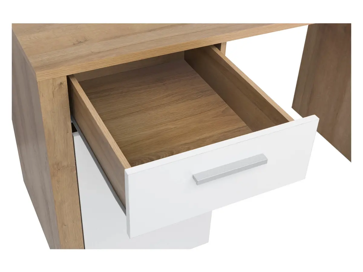 Escritorio Balder 120 cm con puertas y cajón roble riviera/blanco