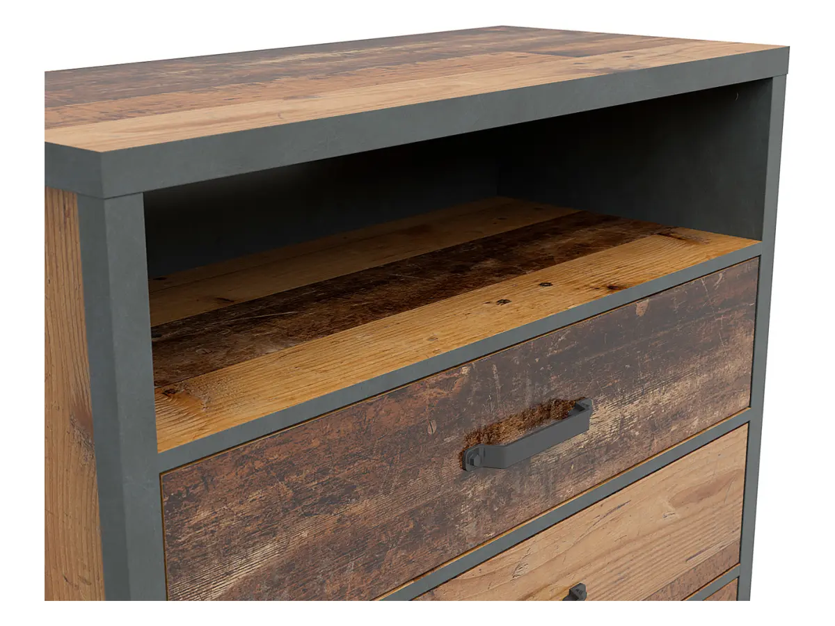 Cómoda Weston 90 cm con 3 cajones y estante pino old style