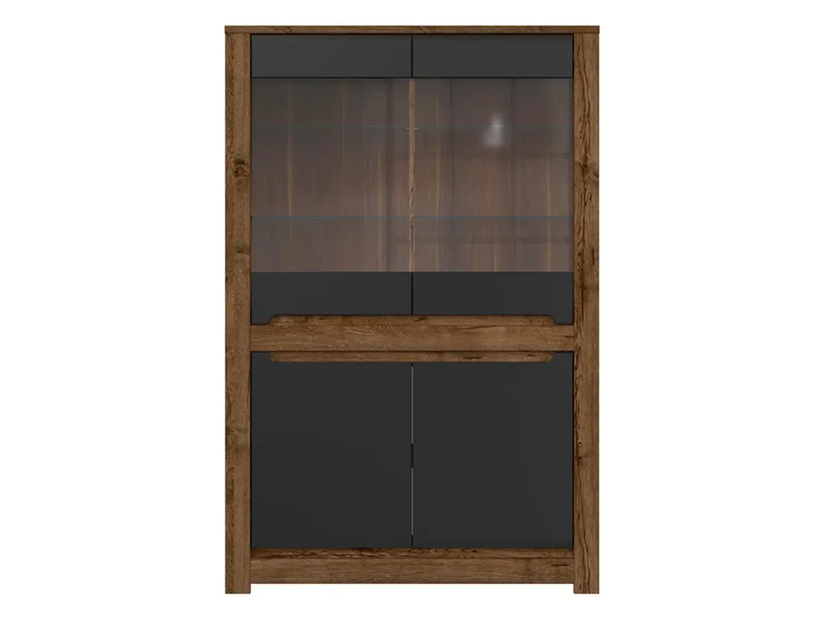 Vitrina Ruso 104 cm con 4 puertas roble april/negro mate