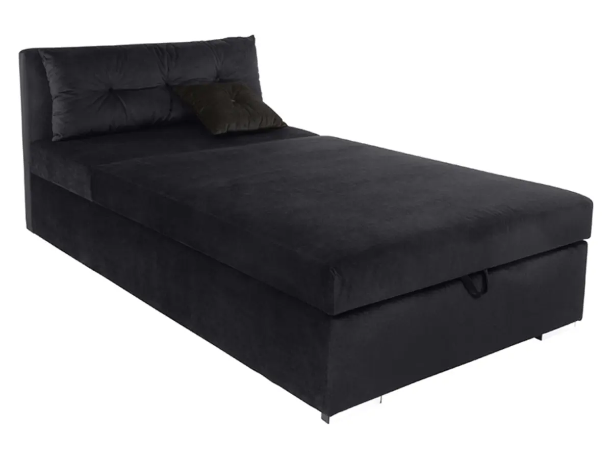 Sofá cama Rico con arcón y respaldo ajustable negro