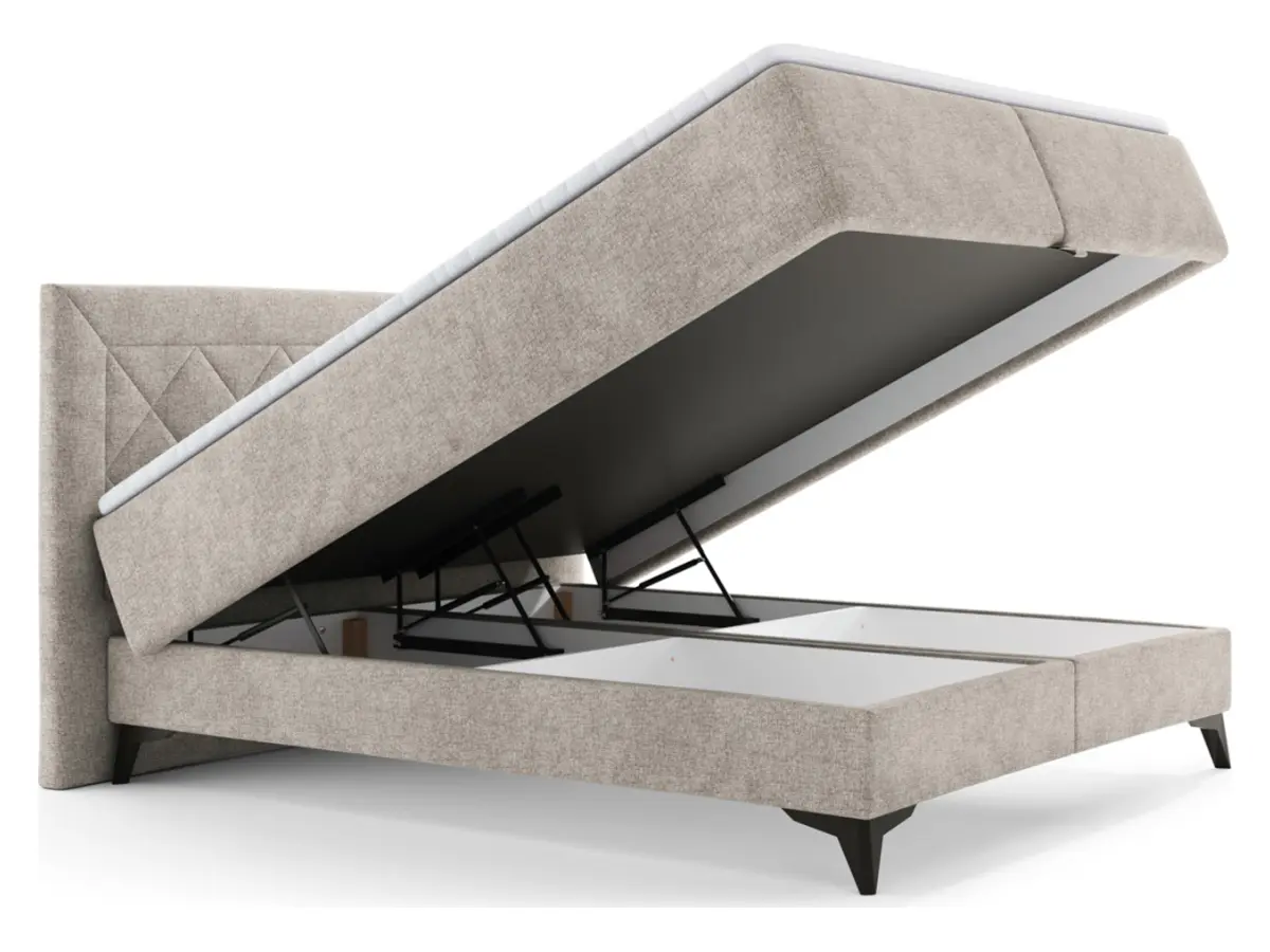 Cama continental Zalea 160x200 con almacenaje beige