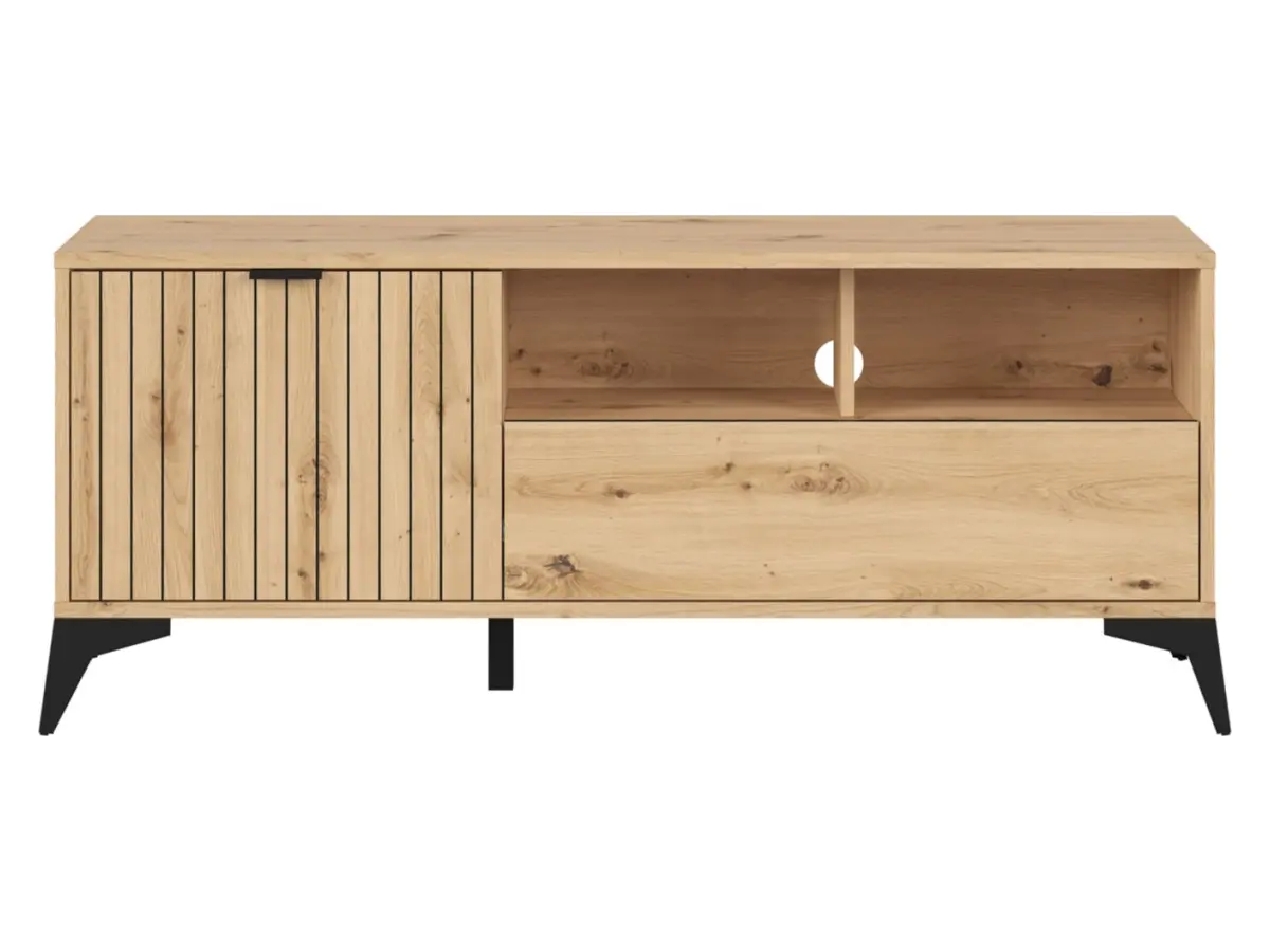 Mueble RTV Lamea 135 cm con puertas, cajón y estante roble artisan